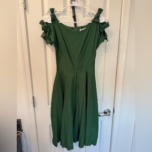 Unique Vintage green bow swing dress - small